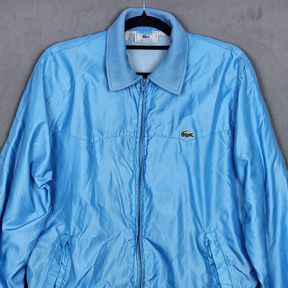 VINTAGE IZOD LACOSTE Jacket Mens Medium Blue Windbreaker 90s Retro Vented Light - Picture 5 of 15